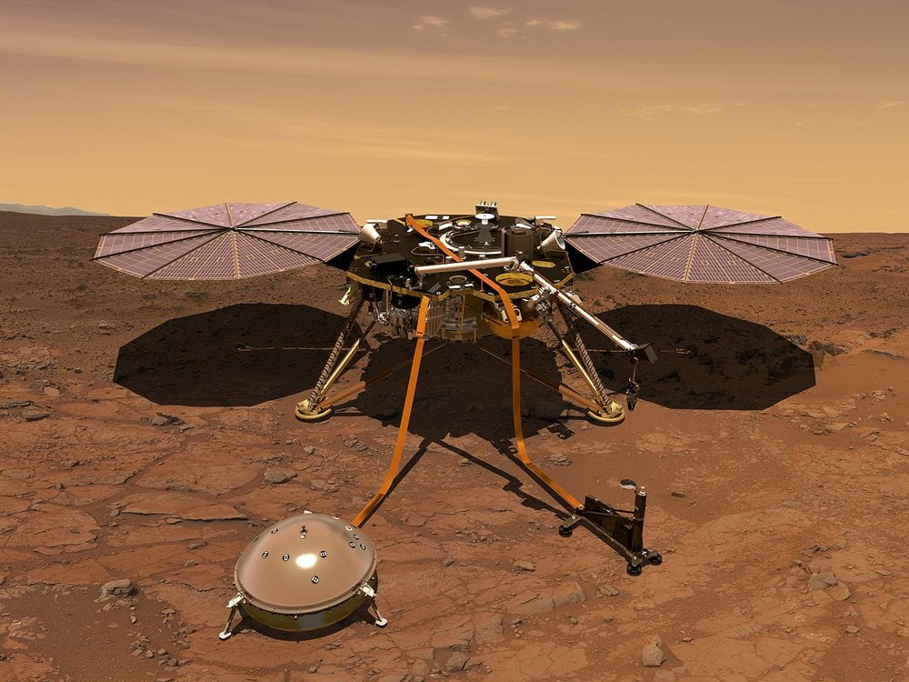 Artistic rendering of InSight on Mars